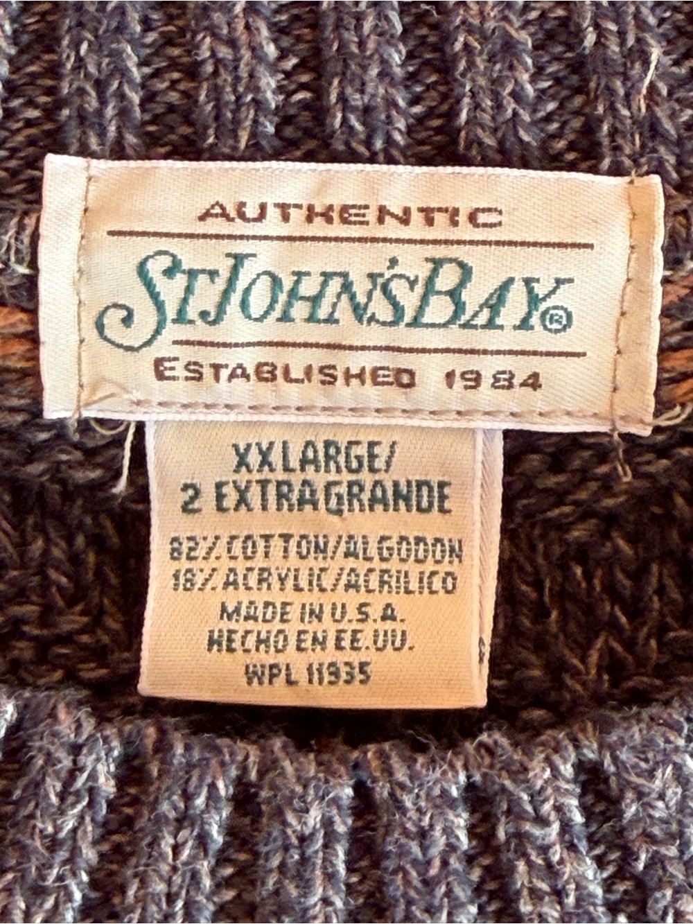 Vintage 90s St. John’s Bay Earth-Toned Textured Stripe Knit Sweater - Picture 2 of 7